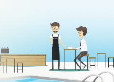 AT A POOL CAFE